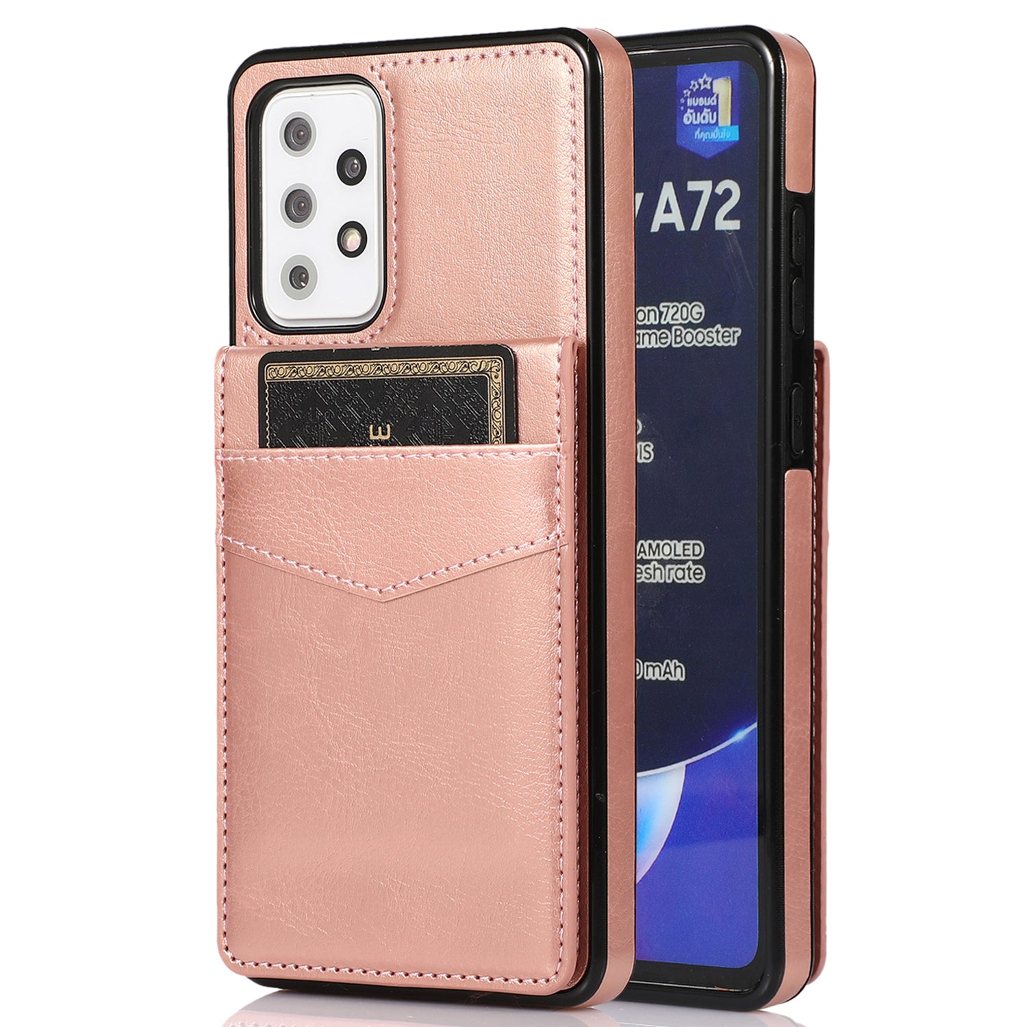Phone Case For Samsung Galaxy A72 4G / 5G Anti-Dust Card Holder PU Leather TPU Phone Cover Shell with Kickstand Phone Case For Samsung Galaxy A72 4G / 5G Anti-Dust Card Holder PU Leather TPU Phone Cover Shell with Kickstand